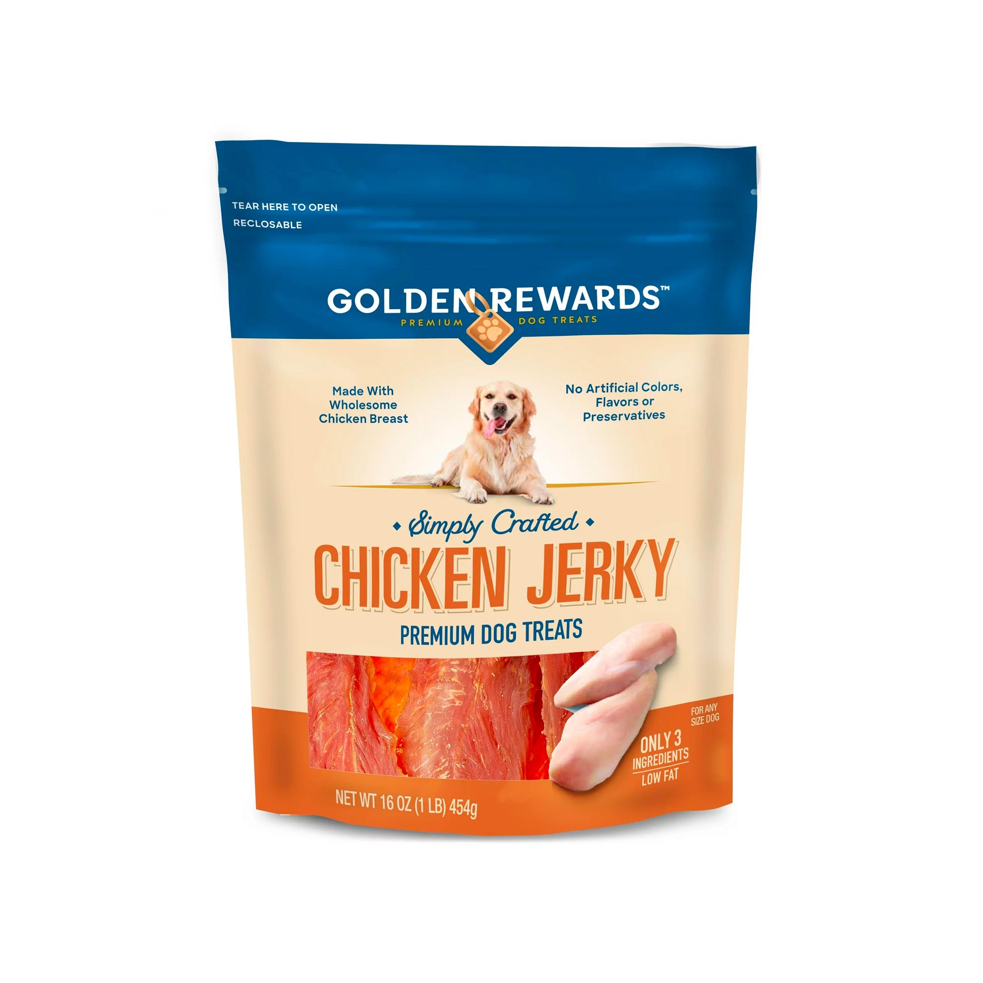Golden Rewards Chicken Flavor Premium Dry Jerky Treats for All Dogs, 16 oz - Image 3